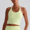 Activewear Wholesale Suppliers Recycled Fitness Crop Tank Tops with Cross Back Sports Apparel Manufacturers