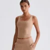 Yoga Wear Suppliers Square Neck Longline Sports Bra Workout Crop Tank Tops