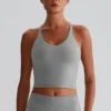 Activewear Wholesale Suppliers Recycled Fitness Crop Tank Tops with Cross Back Sports Apparel Manufacturers