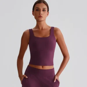 Yoga Wear Suppliers Square Neck Longline Sports Bra Workout Crop Tank Tops
