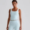 Yoga Wear Suppliers Square Neck Longline Sports Bra Workout Crop Tank Tops