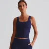 Yoga Wear Suppliers Square Neck Longline Sports Bra Workout Crop Tank Tops
