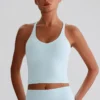 Activewear Wholesale Suppliers Recycled Fitness Crop Tank Tops with Cross Back