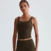 Yoga Wear Suppliers Square Neck Longline Sports Bra Workout Crop Tank Tops