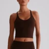 Activewear Wholesale Suppliers Recycled Fitness Crop Tank Tops with Cross Back