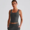 Yoga Wear Suppliers Square Neck Longline Sports Bra Workout Crop Tank Tops