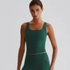 Yoga Wear Suppliers Square Neck Longline Sports Bra Workout Crop Tank Tops