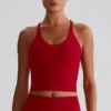 Activewear Wholesale Suppliers Recycled Fitness Crop Tank Tops with Cross Back
