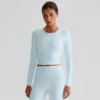 Slim Fit Long Sleeve Yoga Tops​ Sport Clothing Manufacturers Bulk Athletic Apparel