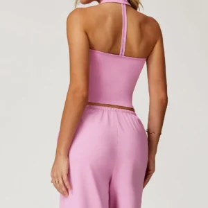 Backless Workout Top with Removable Pads Custom Halter Tank Top Bulk Sportswear