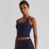 Activewear Wholesale Suppliers Recycled Fitness Crop Tank Tops with Cross Back