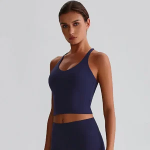 Activewear Wholesale Suppliers Recycled Fitness Crop Tank Tops with Cross Back
