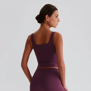 Yoga Wear Suppliers Square Neck Longline Sports Bra Workout Crop Tank Tops