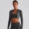 Wholesale Exercise Clothing Long Sleeve Yoga Tops Cropped Jackets In Bulk