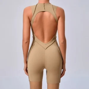 Workout Jumpsuit Shorts Beautiful Back Outer Wear Yoga Suit