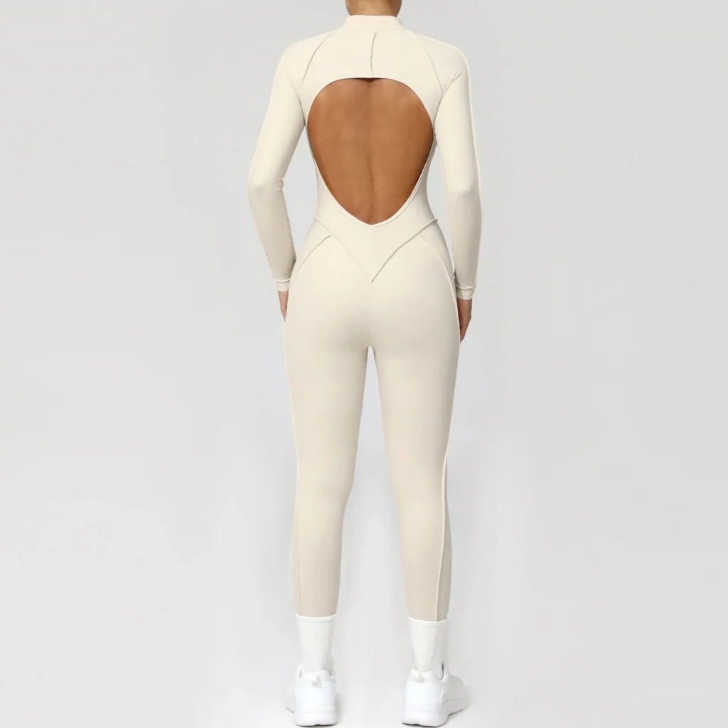 Half-Zipper Long-Sleeved Fitness Workout Jumpsuit Gym Clothes Manufacturer