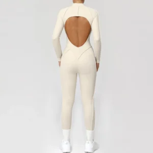 Half-Zipper Long-Sleeved Fitness Workout Jumpsuit Gym Clothes Manufacturer