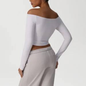Slim Fit Long Sleeve Yoga Tops Off-shoulder Sport Clothing Manufacturers