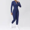 Half-Zipper Long-Sleeved Fitness Workout Jumpsuit Gym Clothes Manufacturer