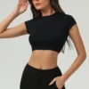 Tight-Fitting Gym Shirts Short Sleeve Yoga Top Workout T Shirt Manufacturer