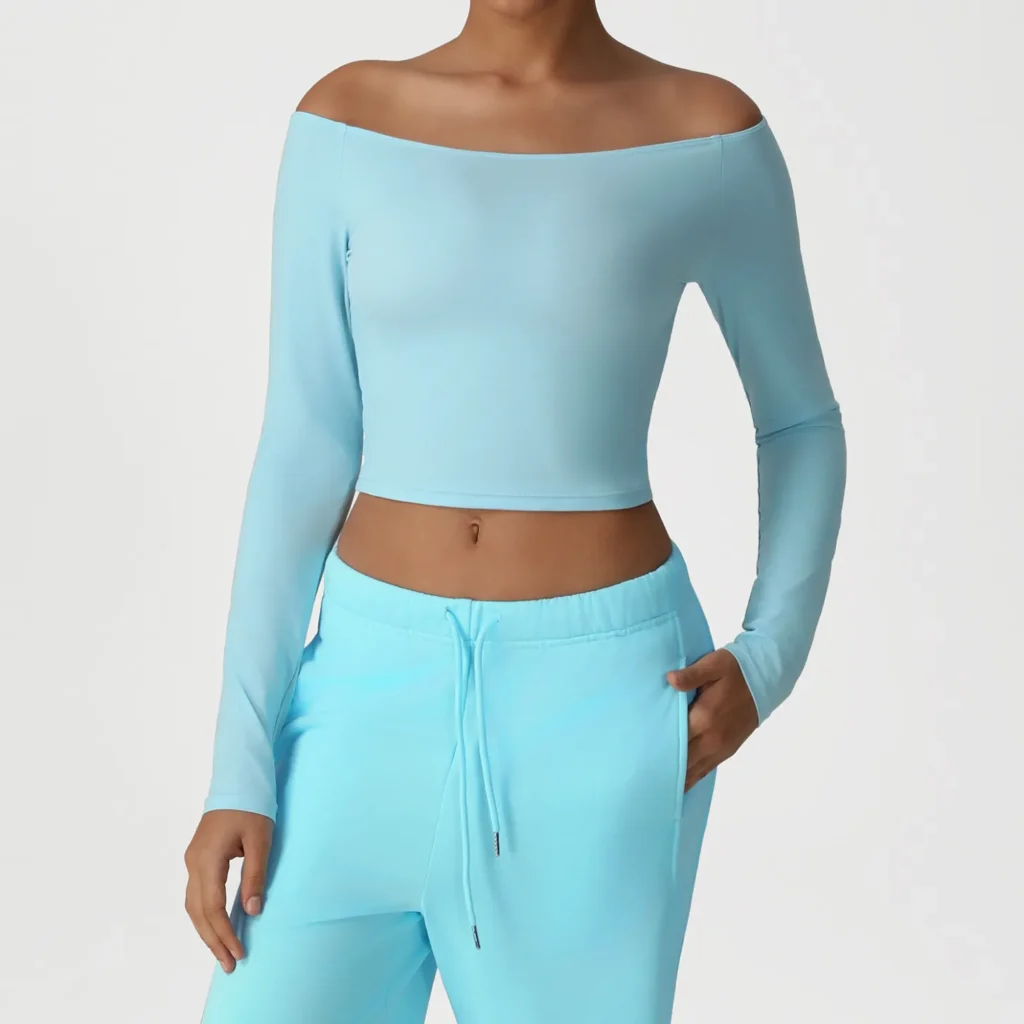Slim Fit Long Sleeve Yoga Tops Off-shoulder Sport Clothing Manufacturers