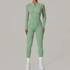 Half-Zipper Long-Sleeved Fitness Workout Jumpsuit Gym Clothes Manufacturer