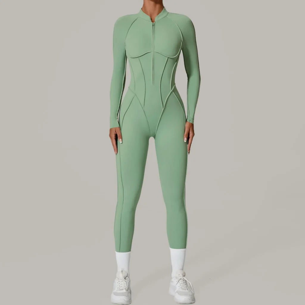Half-Zipper Long-Sleeved Fitness Workout Jumpsuit Gym Clothes Manufacturer