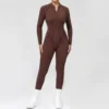 Half-Zipper Long-Sleeved Fitness Workout Jumpsuit Gym Clothes Manufacturer