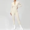 Half-Zipper Long-Sleeved Fitness Workout Jumpsuit Gym Clothes Manufacturer