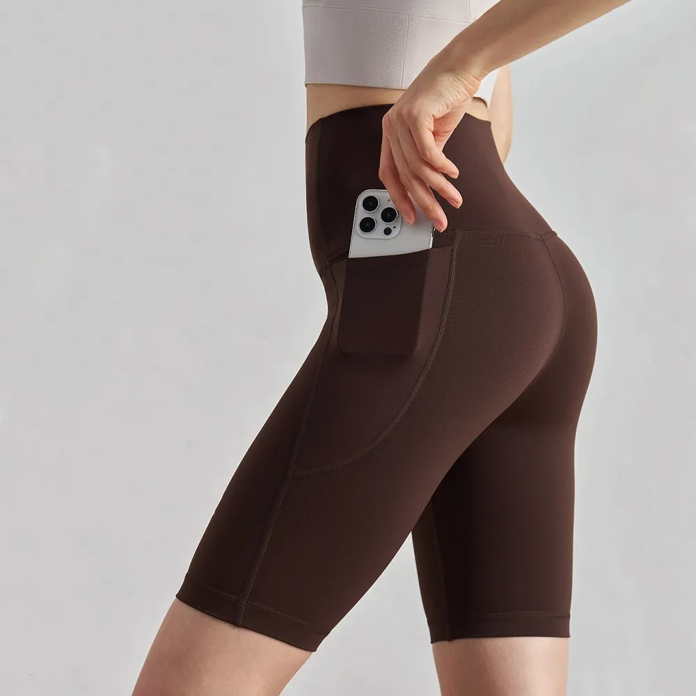 Side Pockets Long Shorts For Women Athletic Shorts Custom Activewear Manufacturers