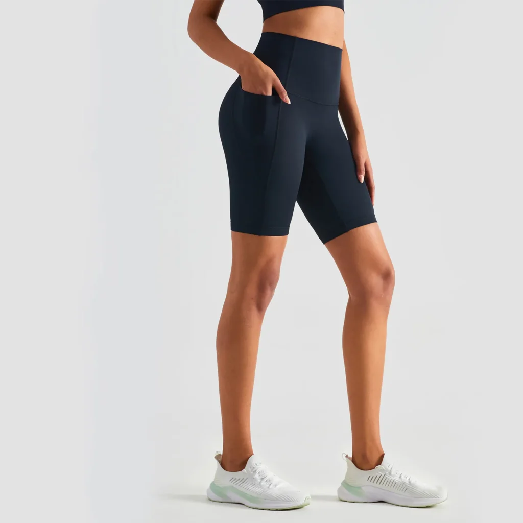 Side Pockets Long Shorts For Women Athletic Shorts Custom Activewear Manufacturers