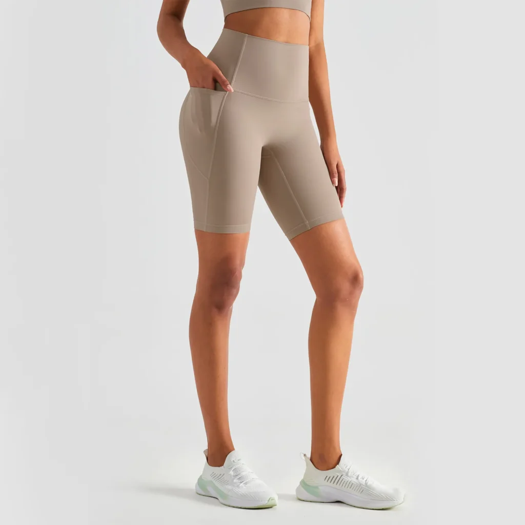 Side Pockets Long Shorts For Women Athletic Shorts Custom Activewear Manufacturers