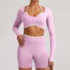 Fake Two Pieces Long Sleeve Crop Tops Workout Bodysuit Long Sleeve Wholesale Womens Sportswear Fake Two Pieces Long Sleeve Crop Tops Workout Bodysuit Long Sleeve Wholesale Womens Sportswear