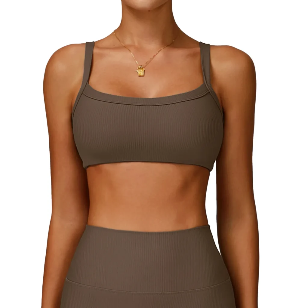 Ribbed Fabric Yoga Apparel Wholesale Bulk Fitness Workout Clothes Custom Sports Bra