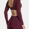 Fake Two Pieces Long Sleeve Crop Tops Workout Bodysuit Long Sleeve Wholesale Womens Sportswear