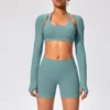 Back Open Long Sleeve Crop Tops Gymshark Wholesale Workout Bodysuit Long Sleeve