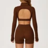 Private Label Activewear Long Sleeve Crop Tops Workout Bodysuit Long Sleeve Wholesale Womens Sportswear