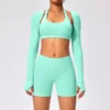 Back Open Long Sleeve Crop Tops Gymshark Wholesale Workout Bodysuit Long Sleeve