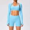 Back Open Long Sleeve Crop Tops Gymshark Wholesale Workout Bodysuit Long Sleeve