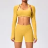 Back Open Long Sleeve Crop Tops Gymshark Wholesale Workout Bodysuit Long Sleeve