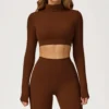 Private Label Activewear Long Sleeve Crop Tops Workout Bodysuit Long Sleeve Wholesale Womens Sportswear