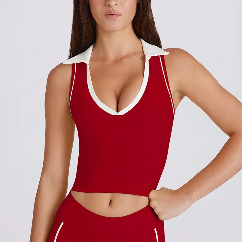Polo Collar Athletic Tank Tops Personalised Workout Tanks Sportswear From China