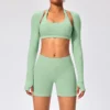 Back Open Long Sleeve Crop Tops Gymshark Wholesale Workout Bodysuit Long Sleeve