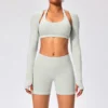 Back Open Long Sleeve Crop Tops Gymshark Wholesale Workout Bodysuit Long Sleeve