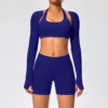Back Open Long Sleeve Crop Tops Gymshark Wholesale Workout Bodysuit Long Sleeve