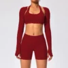 Back Open Long Sleeve Crop Tops Gymshark Wholesale Workout Bodysuit Long Sleeve