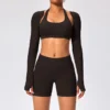 Back Open Long Sleeve Crop Tops Gymshark Wholesale Workout Bodysuit Long Sleeve