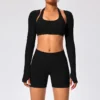 Back Open Long Sleeve Crop Tops Gymshark Wholesale Workout Bodysuit Long Sleeve