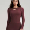 Front Cut-Out Slim Fit Long Sleeve Yoga Tops Sport Clothing Manufacturers Gymwear com