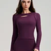 Front Cut-Out Slim Fit Long Sleeve Yoga Tops Sport Clothing Manufacturers Gymwear com